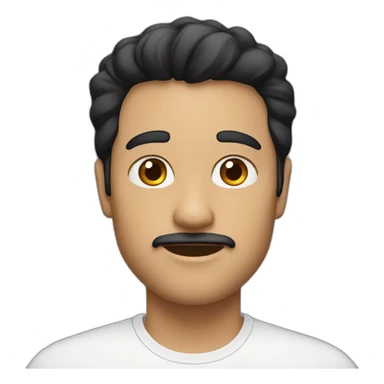 uncle, black hair, white sticker