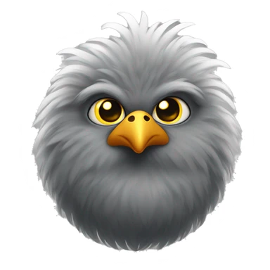 One grey fluffy ninja chicken with golden eyes sticker