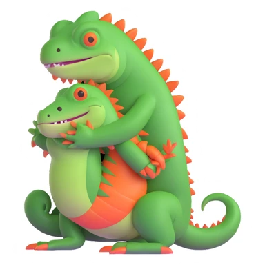 person hugging an iguana sticker