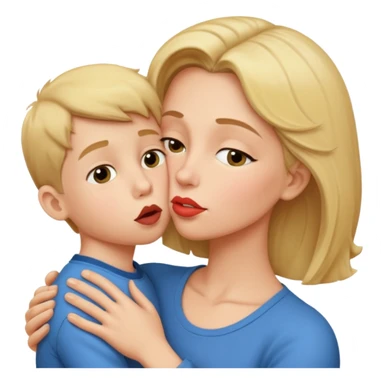 mom kiss son on lips sticker