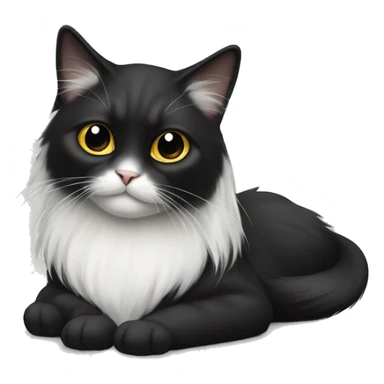 half black and half white long hair cat sticker