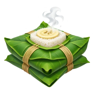 rice wrapped in banana leaf square with top open sticker