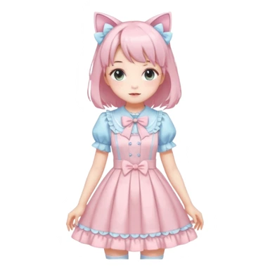 Shiny Blushing Cute Kawaii Beautiful Pastel Lolita Anime Catgirl Trending Style Cottagecore Pastelcore  sticker