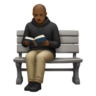 white person sitting on bench wearing black trousers  reading a book  sticker
