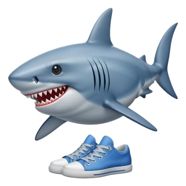 shark with 3 legs wearing blue shoes sticker