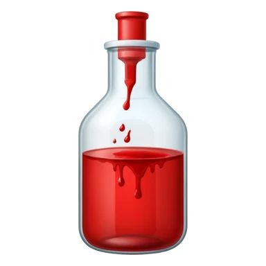 A lab science bottle but filled with blood sticker
