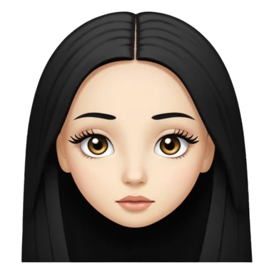 pretty light skinned girl with lashes and black long hair straight hair small eyes  sticker