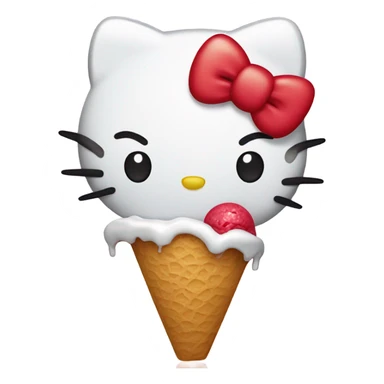 hello kitty eating ice cream sticker