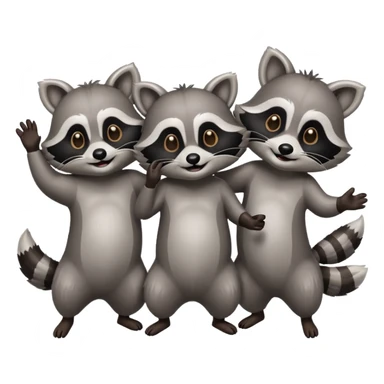 three raccoons dancing sticker