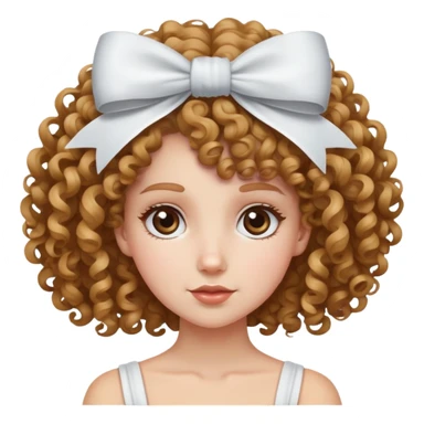 White girl with curly hair and white bow on her head sticker