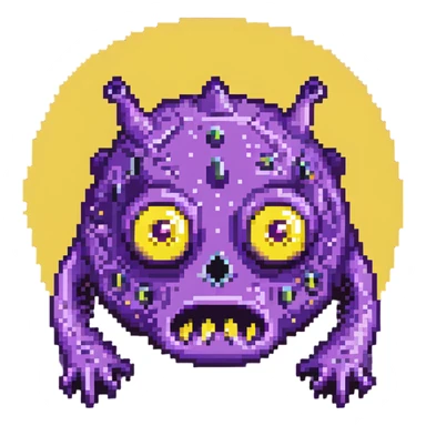 purple slime monster with multiple eyes sticker