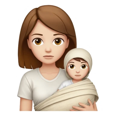 Mummy, his clothes:white T-shirt, brown hair sticker