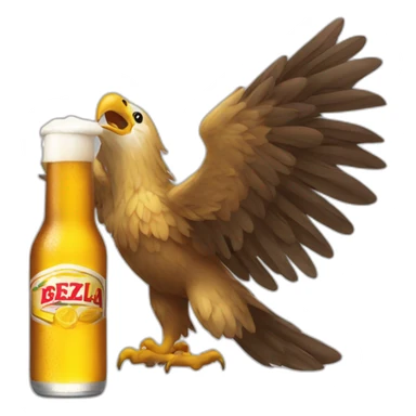 aguila bebiendo cerveza sticker