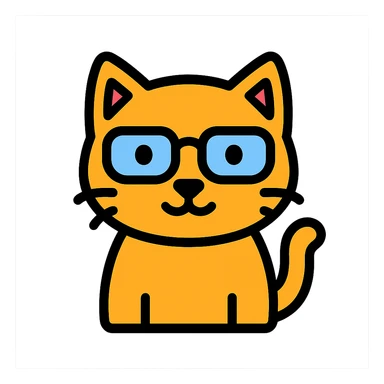 orange cat wearing eyeglasses sticker