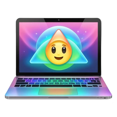 laptop with magical aura sticker