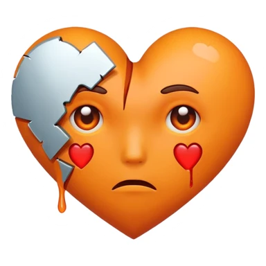 Orange color broken heart sticker