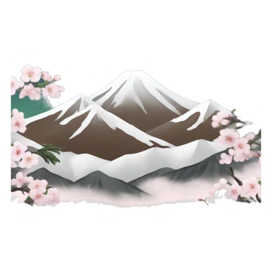 Create an emoji with the image of Mount Hallasan, symbolizing the nature of South Korea. Add pine trees or cherry blossoms for detail sticker