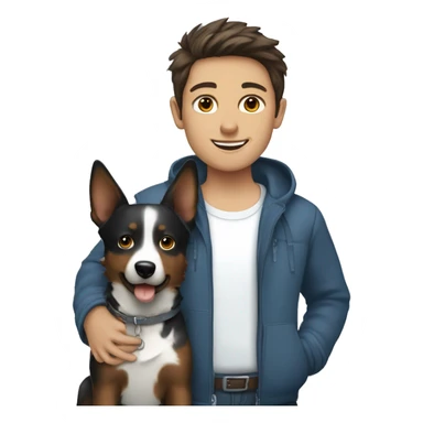 brunette girl with brunette boy with a blue heeler sticker