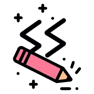 A coding bracket symbol with an eraser sticker