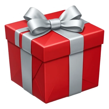 red gift box wrapped with silver ribbon sticker