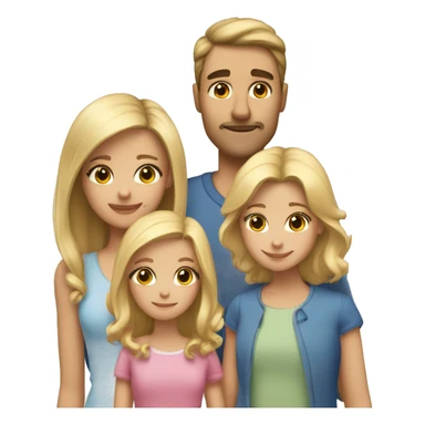 Family of 5, 3 blonde girls, dad with brown hair, mom with longe blonde hair sticker