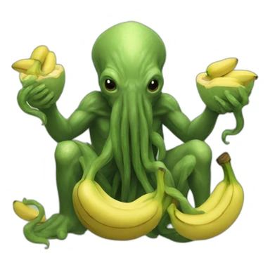 Human cthulhu eating bananas sticker