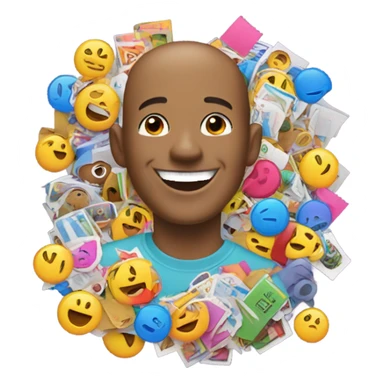 Very happy guy with a pile of stickers sticker