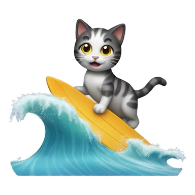 Cat riding a wave sticker