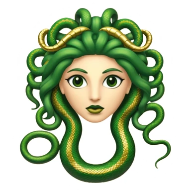 The Sicilian Medusa in gold and green and make the snake hair have snake faces  sticker