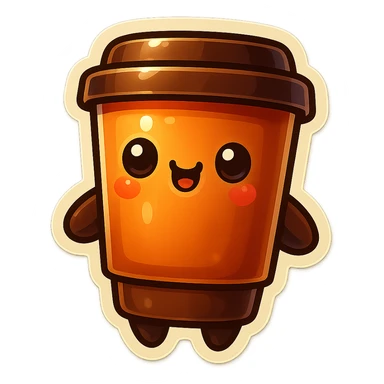 Tall coffee cup, dramatic, hiding sticker