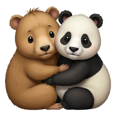 Capybara qui font un câlin avec un panda sticker