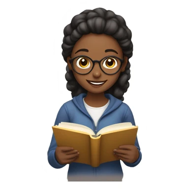 girl happily reading a book sticker