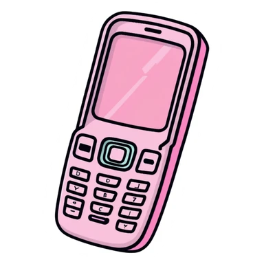 Pink Y2K flip phone with glittery metallic finish and cyber aesthetic sticker
