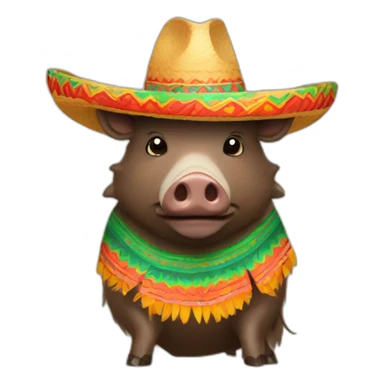 Boar in Mexican hat sticker