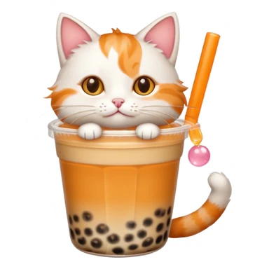 cat with bubble tea holding sticker