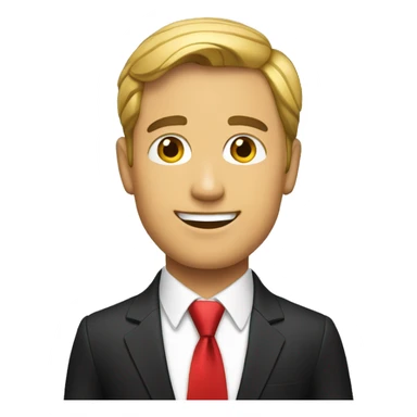 a male news anchor wearing a red tie black suit sticker