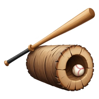 Wooden Log With a baseball bat sticker