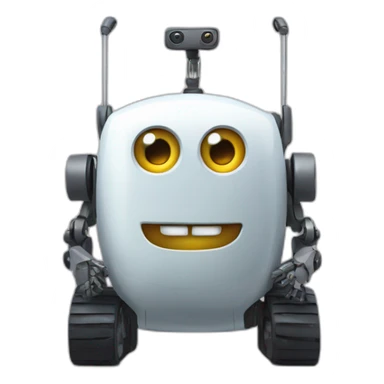 A wheeled Robot with touche screen as face and a Big smiley. He has a neck ans a head. sticker