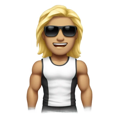 muscular asian personal trainer golden hair with sunglasses white vest sticker