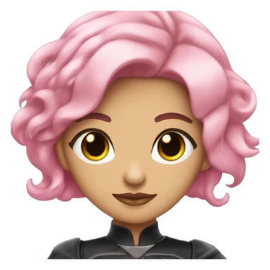 Chica blanca de ojos verdes con pelo negro y mechas rosas sticker