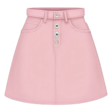 Realistic A-line high waisted pink jean skirt, isolated sticker