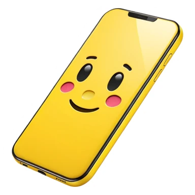 mobile phone emoji, modern smartphone, bright yellow sticker