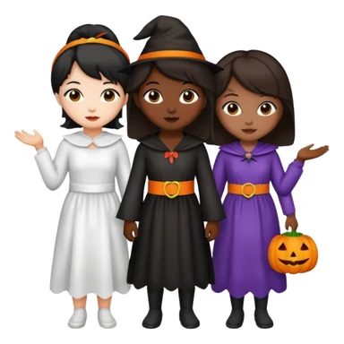 Three best friends, cute Halloween one dark black, one Asian and one white sticker