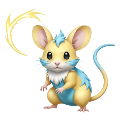 Elemental electrical electric electro lightning-powered Yellow and cyan-blue Gerbil-Jerboa-Minccino-Emolga-Pachirisu-Pokémon-Fakémon-hybrid-fusion-creature with a tufted tail  sticker