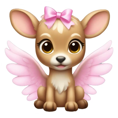 Baby fawn with pink bow and angel wings sticker