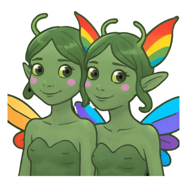 Two Fairy Sisters with Rainbow Wings sticker