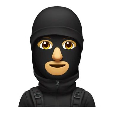 men with black balaclava on face and backpack sticker