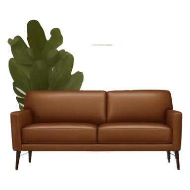Brown leather mid century-modern couch from WestElm sticker