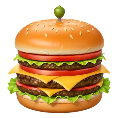 Hamburguesa con una carne, queso derretido, una rebanada de tomate, lechuga, una rebanada de piña. Colocar encima del pan una aceituna con un palillo sticker