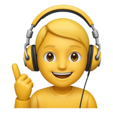 An emoji wearing headphone with mic and sticker